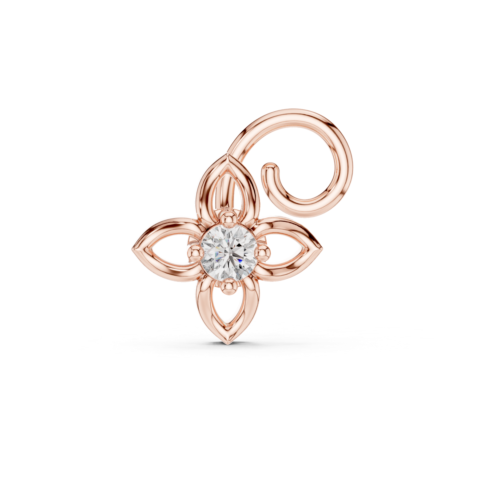 14K Solid Gold Lab Diamond Flower Cluster Earrings, Rose Gold