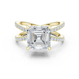 Gold Jewelry, Asscher center stone, Yellow Gold