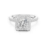 Gold Ring DDLR-255, Princess center stone, White Gold, view 4