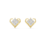 14K Solid Gold Lab Diamond Heart Stud Earrings, Yellow Gold