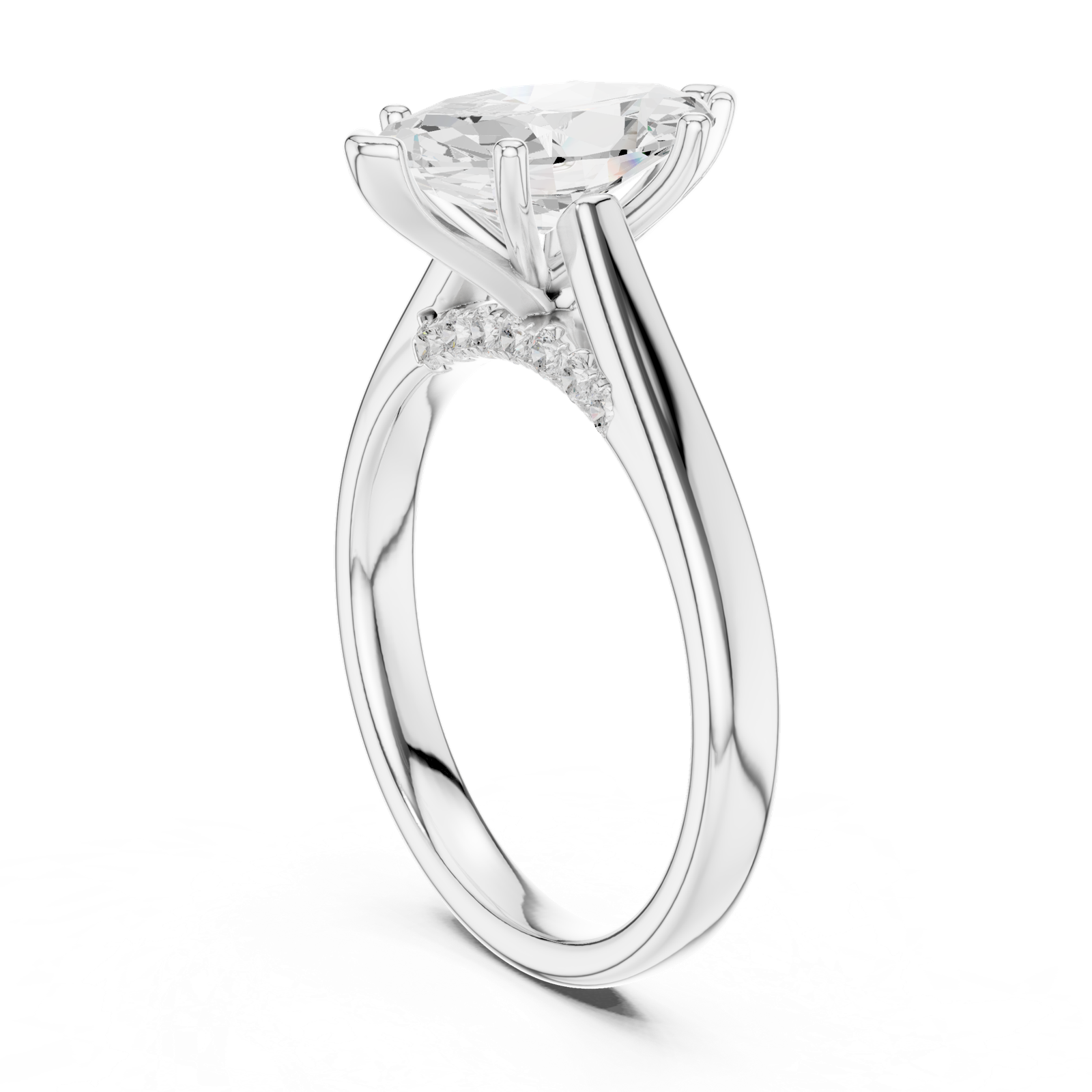 Gold Jewelry L36-18, Marquise center stone, White Gold, view 1
