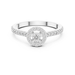 14K Solid Gold Lab Diamond Halo Ring, White Gold