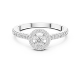 14K Solid Gold Lab Diamond Halo Ring, White Gold
