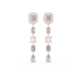 14K Solid Gold Lab Diamond Drop Earrings, Rose Gold, view 4