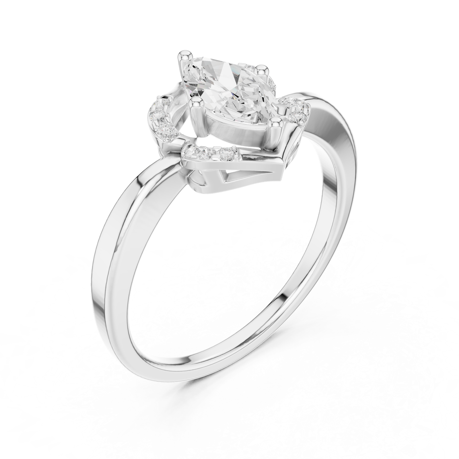 Gold Ring DDLR-513, White Gold, view 2