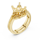 Gold Ring DDLR-440, Asscher center stone, Yellow Gold, view 2