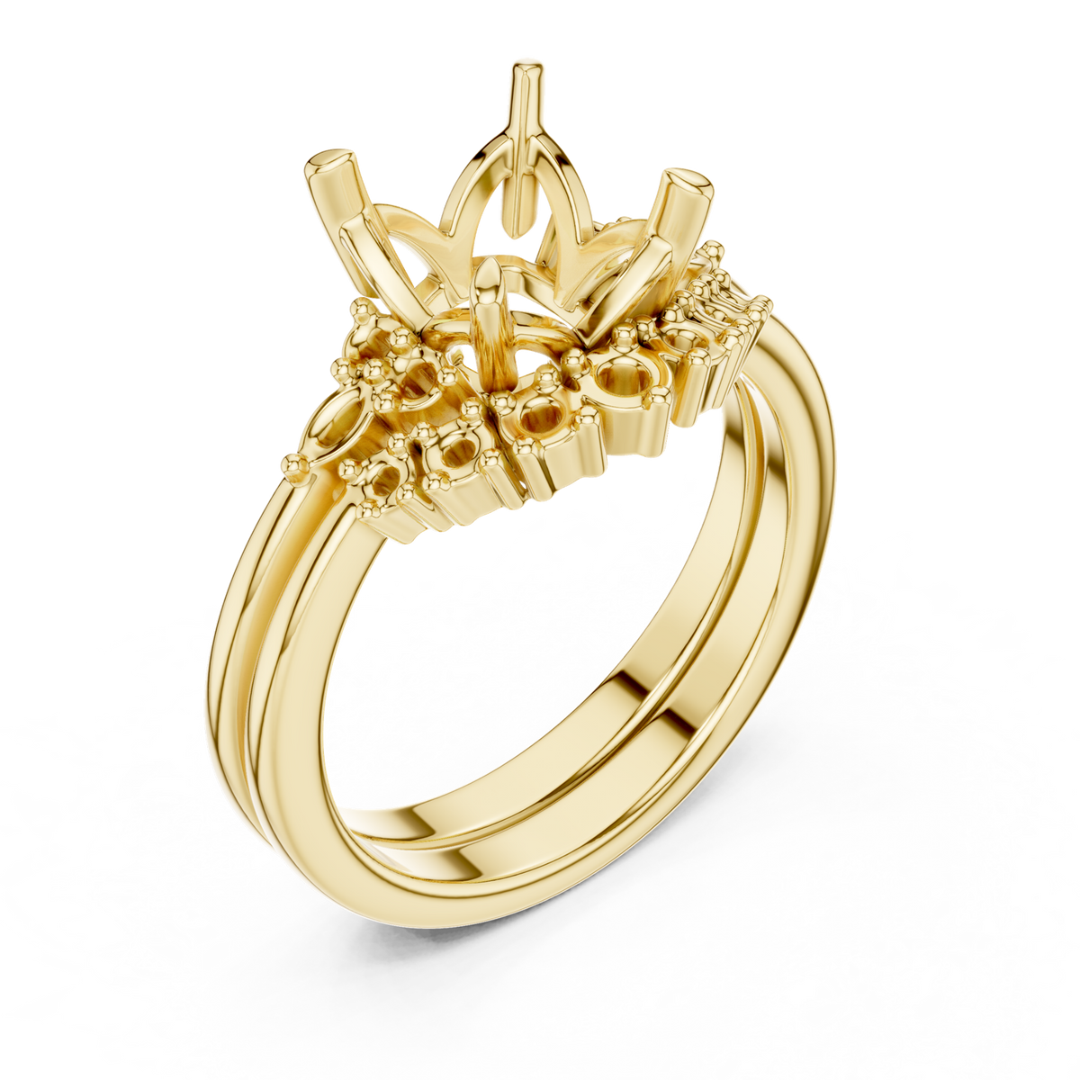 Gold Ring, Asscher center stone, Yellow Gold