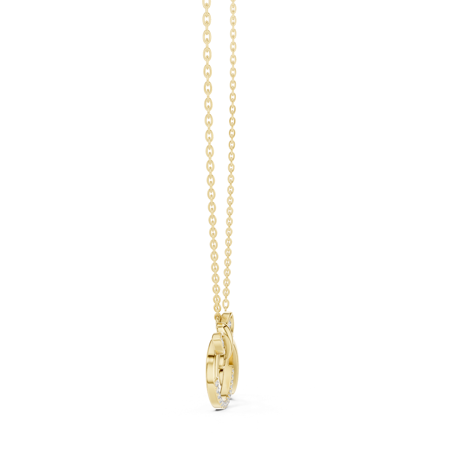 14K Solid Gold Lab Diamond Infinity Pendant Necklace, Yellow Gold, view 3