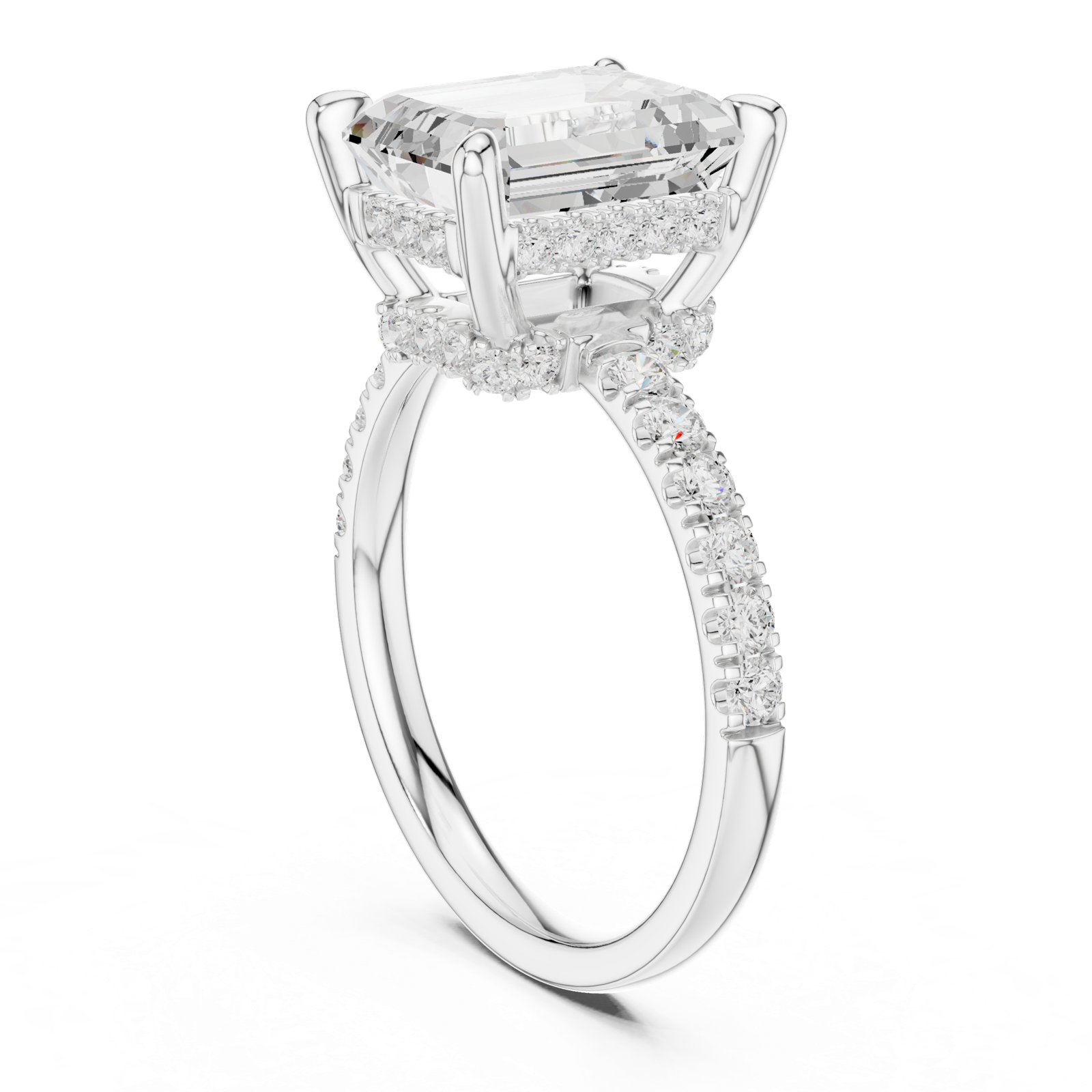 Gold Ring DDLR-259, Emerald center stone, White Gold, view 1
