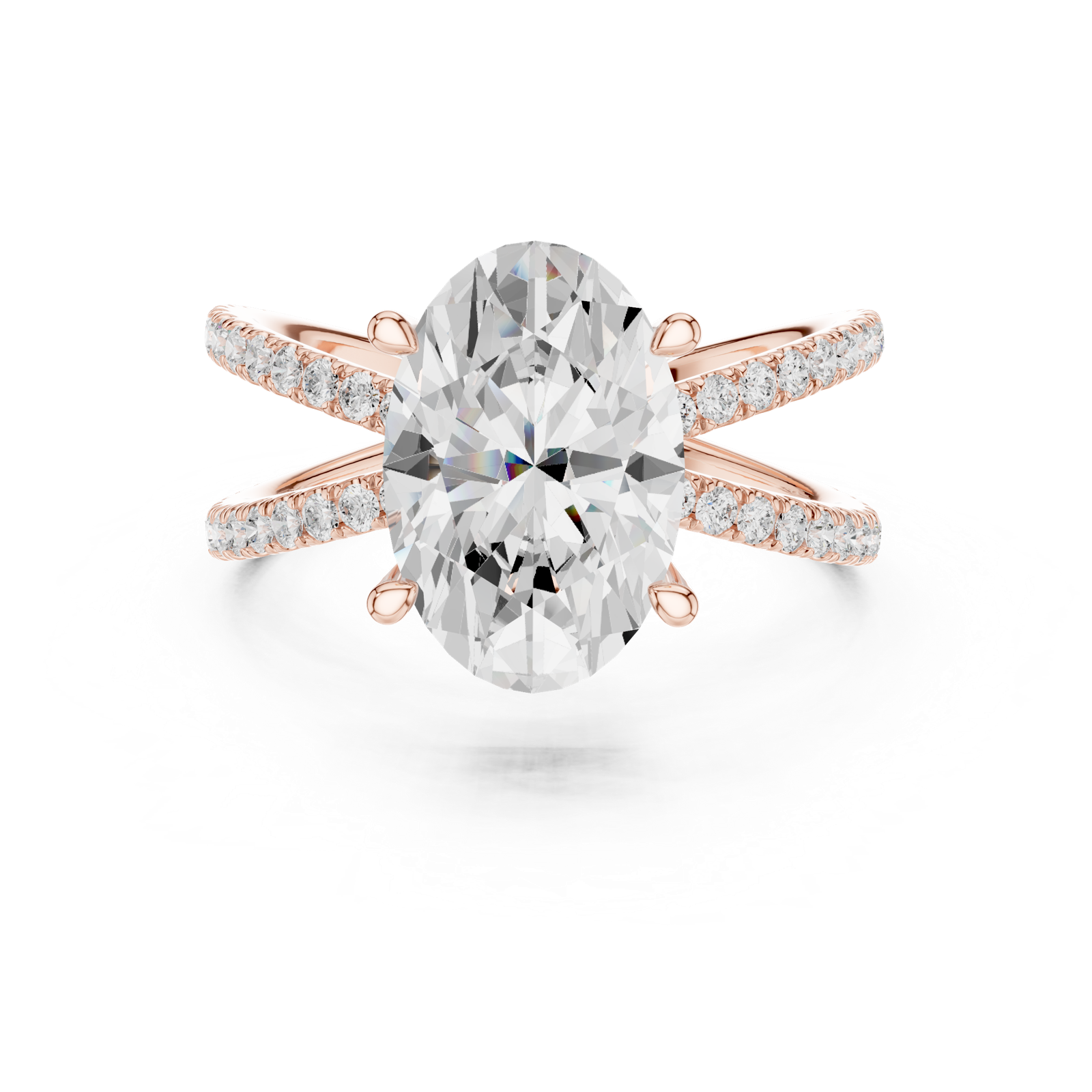 Gold Jewelry L36-25, Oval center stone, Rose Gold, view 4