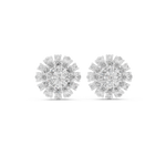 14K Solid Gold Lab Diamond Halo Earrings, White Gold