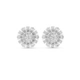 14K Solid Gold Lab Diamond Halo Earrings, White Gold