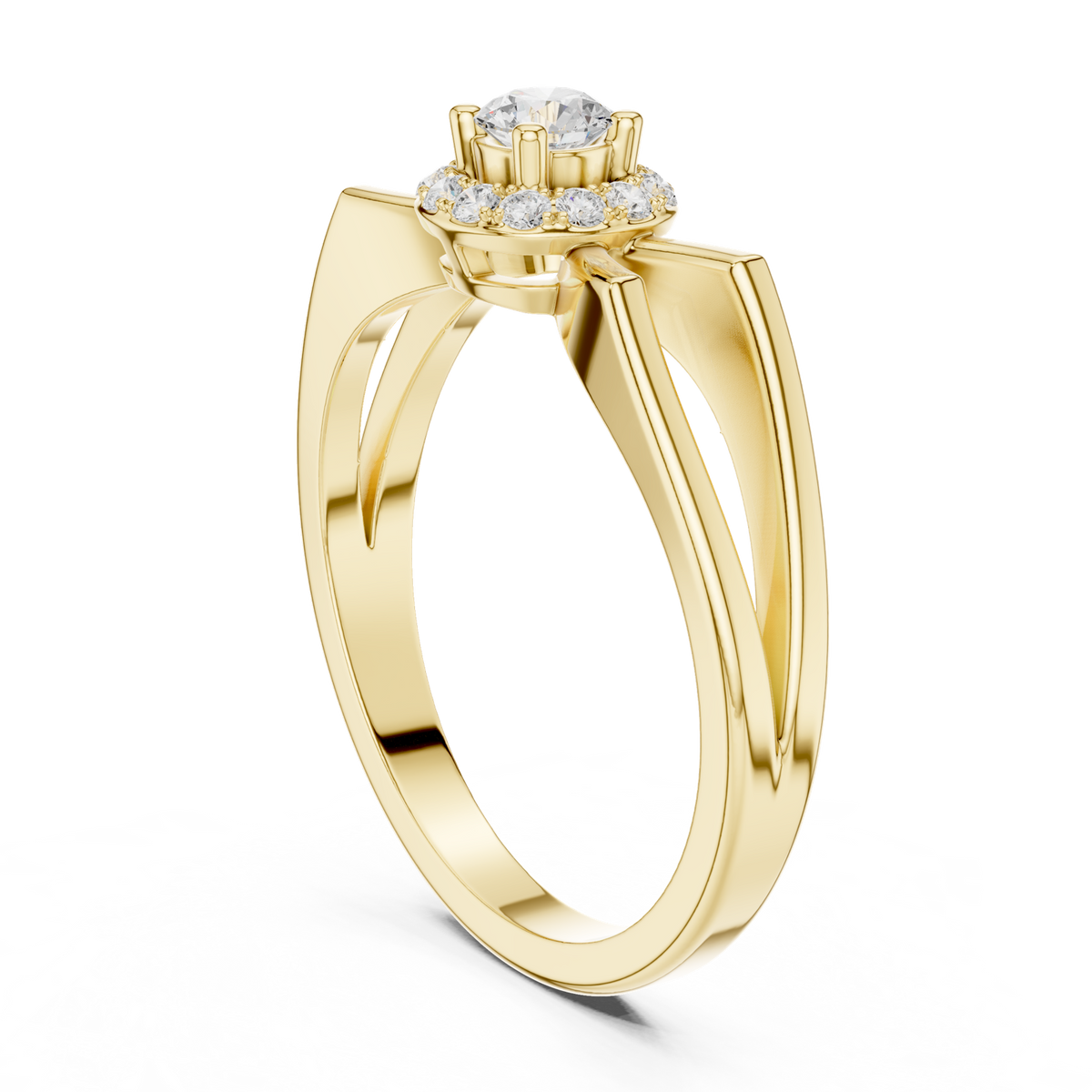 14K Solid Gold Lab Diamond Twist Ring, Yellow Gold, view 1