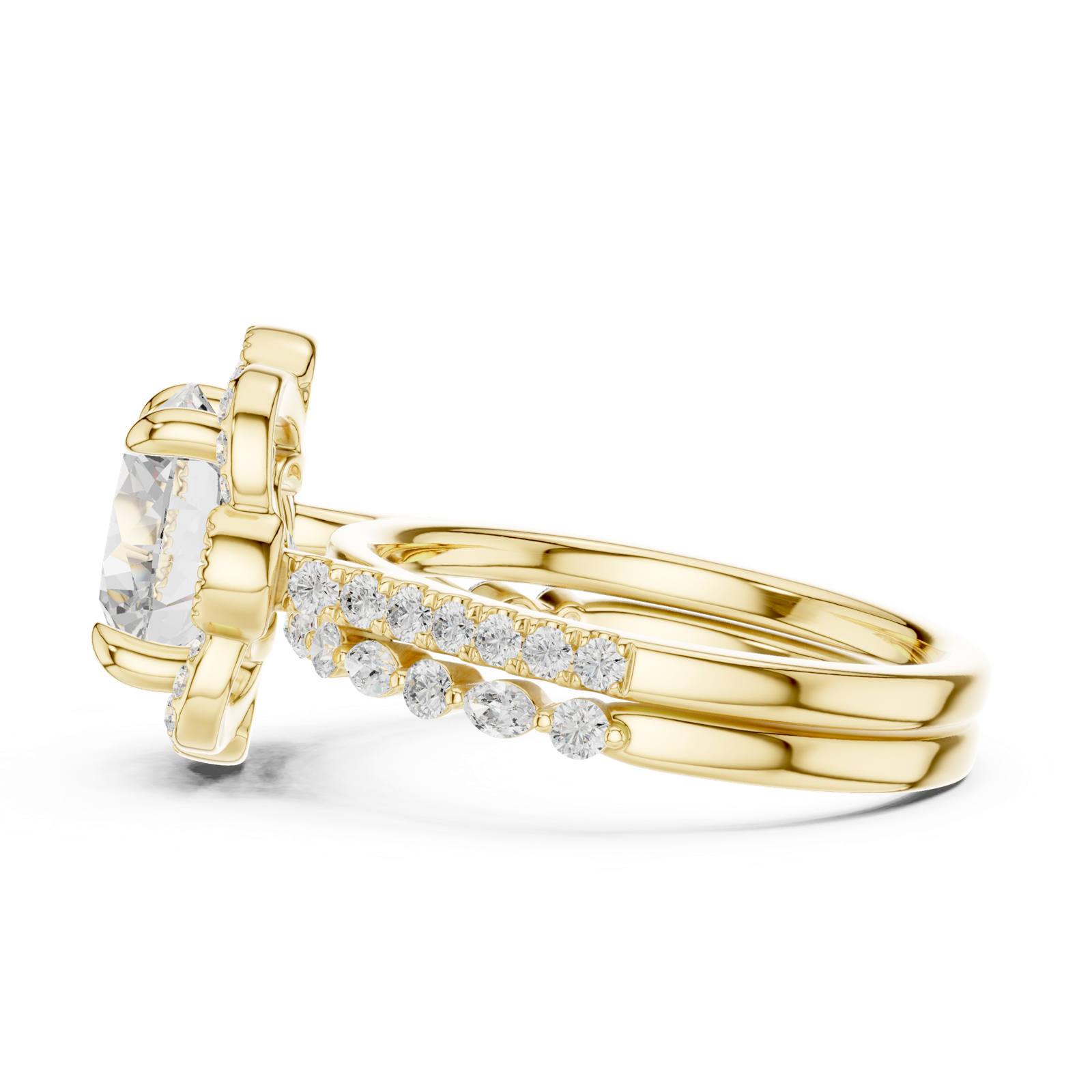 Gold Ring DDLR-442, Round center stone, Yellow Gold, view 3