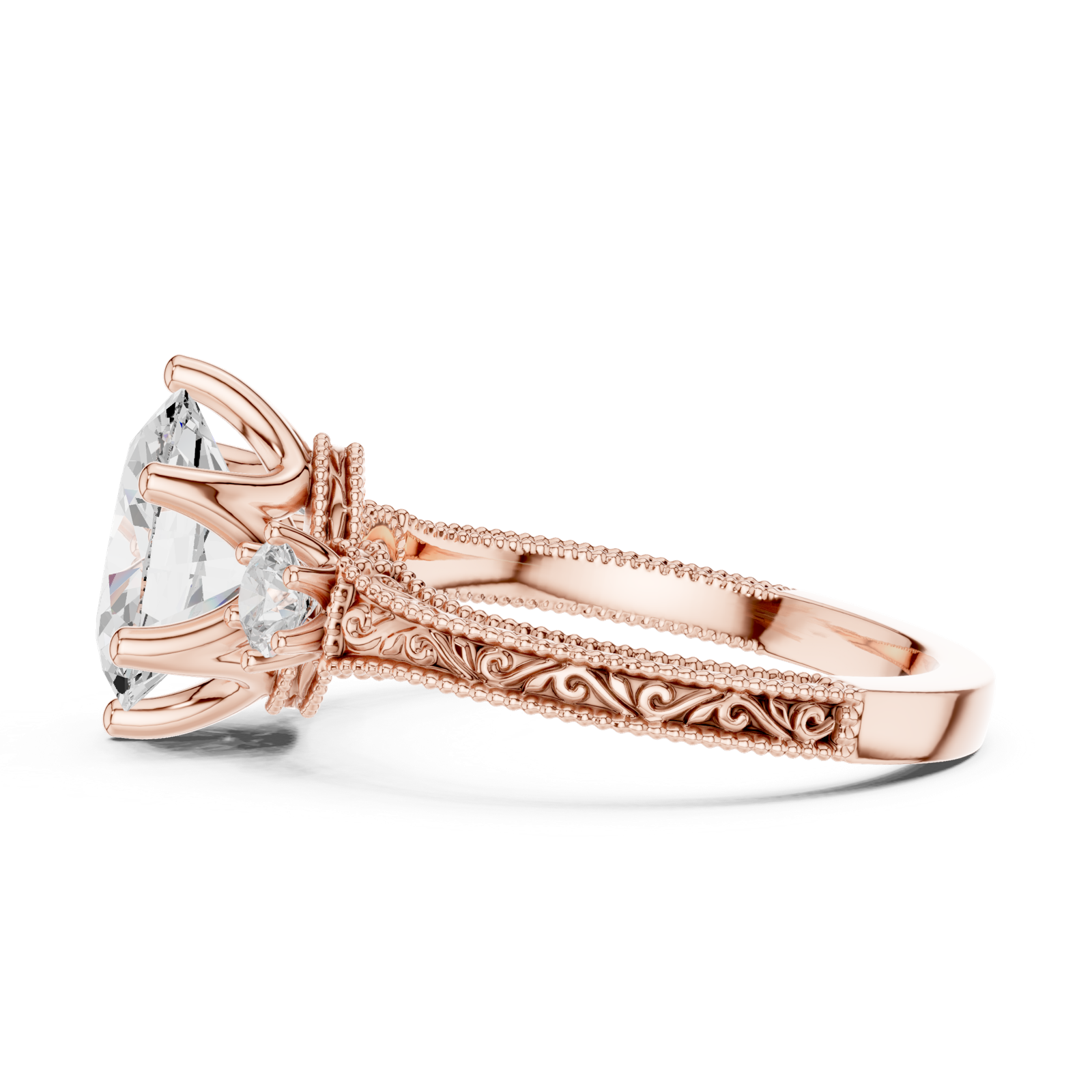 Gold Ring DDLR-282, Rose Gold, view 3
