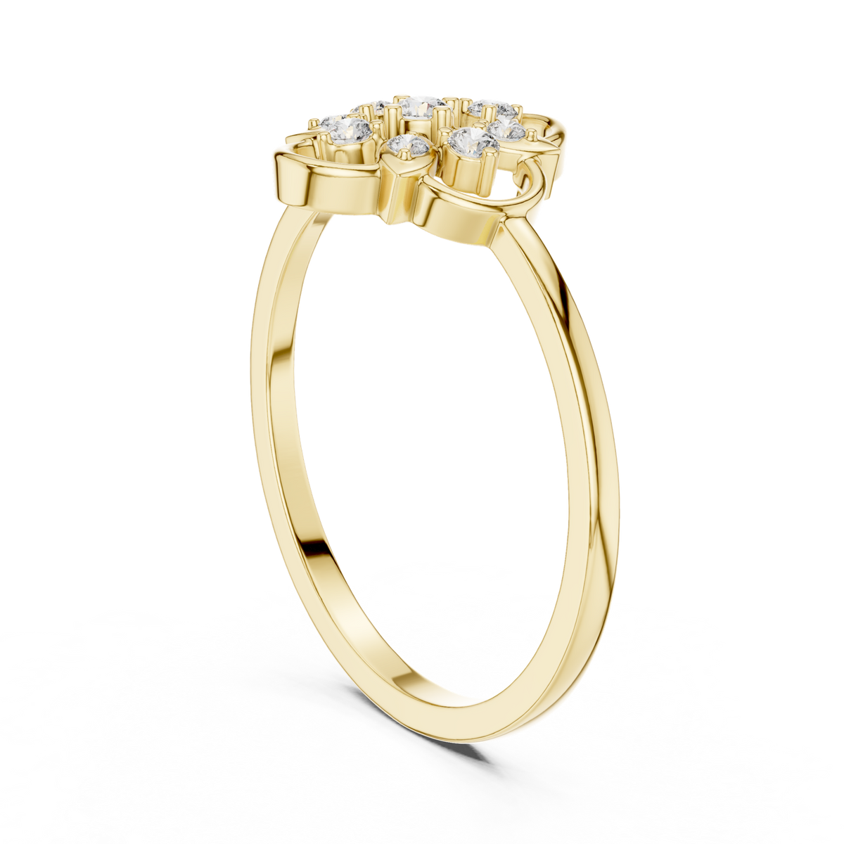 14K Solid Gold Lab Diamond Clover Cluster Ring, Yellow Gold, view 1