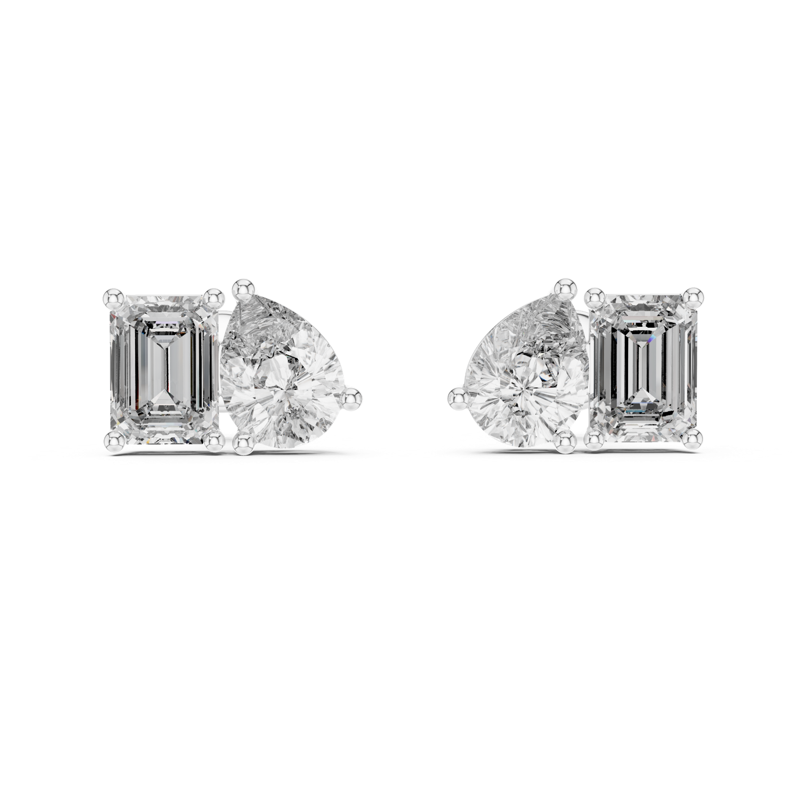 Gold Earrings L02-32, White Gold
