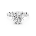 Gold Ring DDLR-259, Heart center stone, White Gold, view 4
