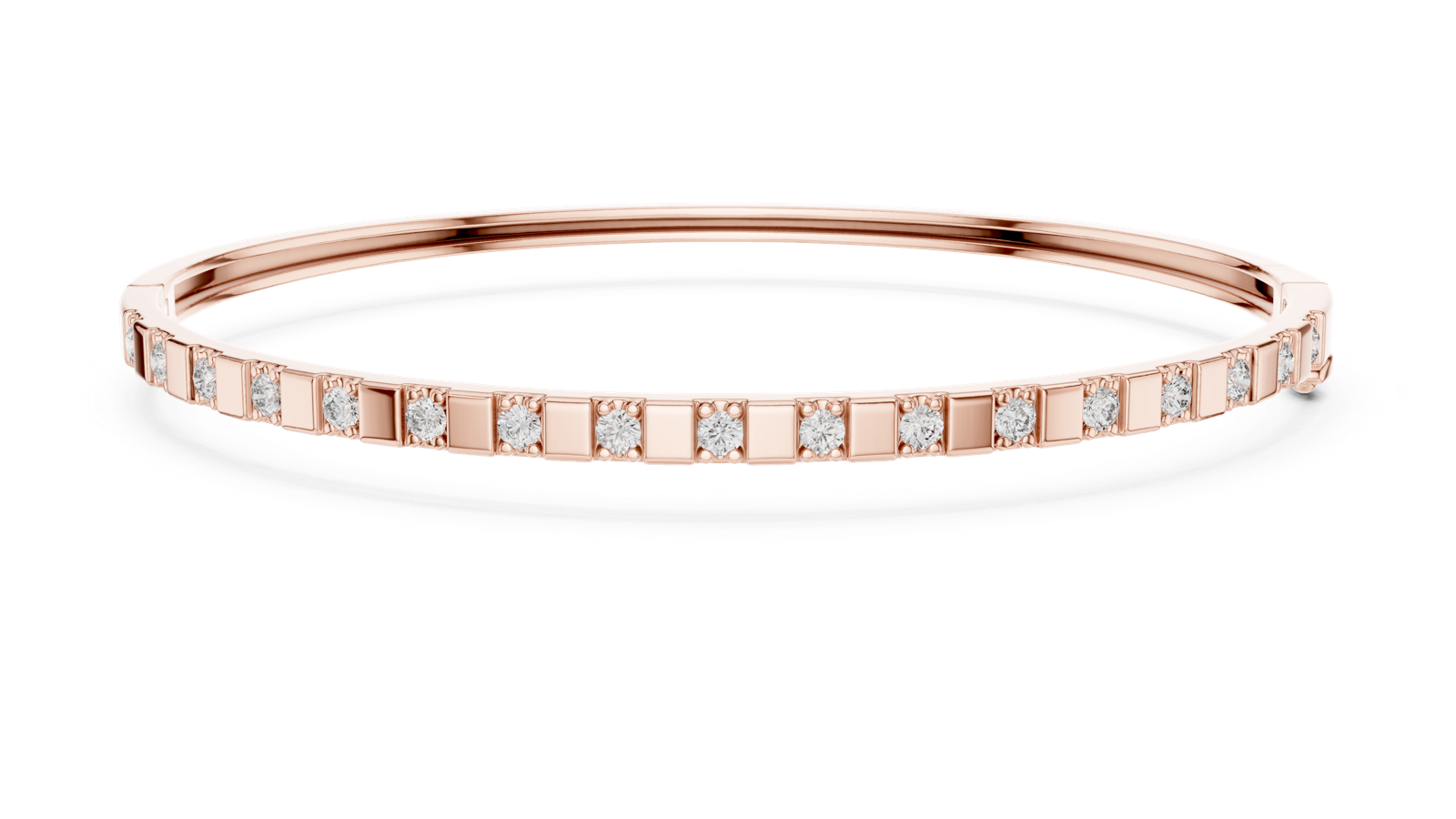 14K Solid Gold Lab Diamond Bracelet, Rose Gold, view 4