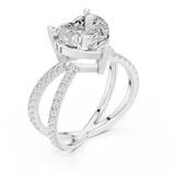 Gold Jewelry L36-25, Heart center stone, White Gold, view 2