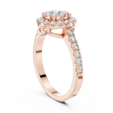 14K Solid Gold Lab Diamond Halo Ring, Rose Gold, view 1