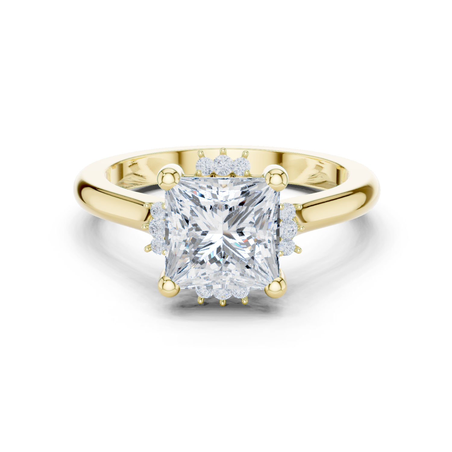 Gold Jewelry L35-123, Princess center stone, Yellow Gold
