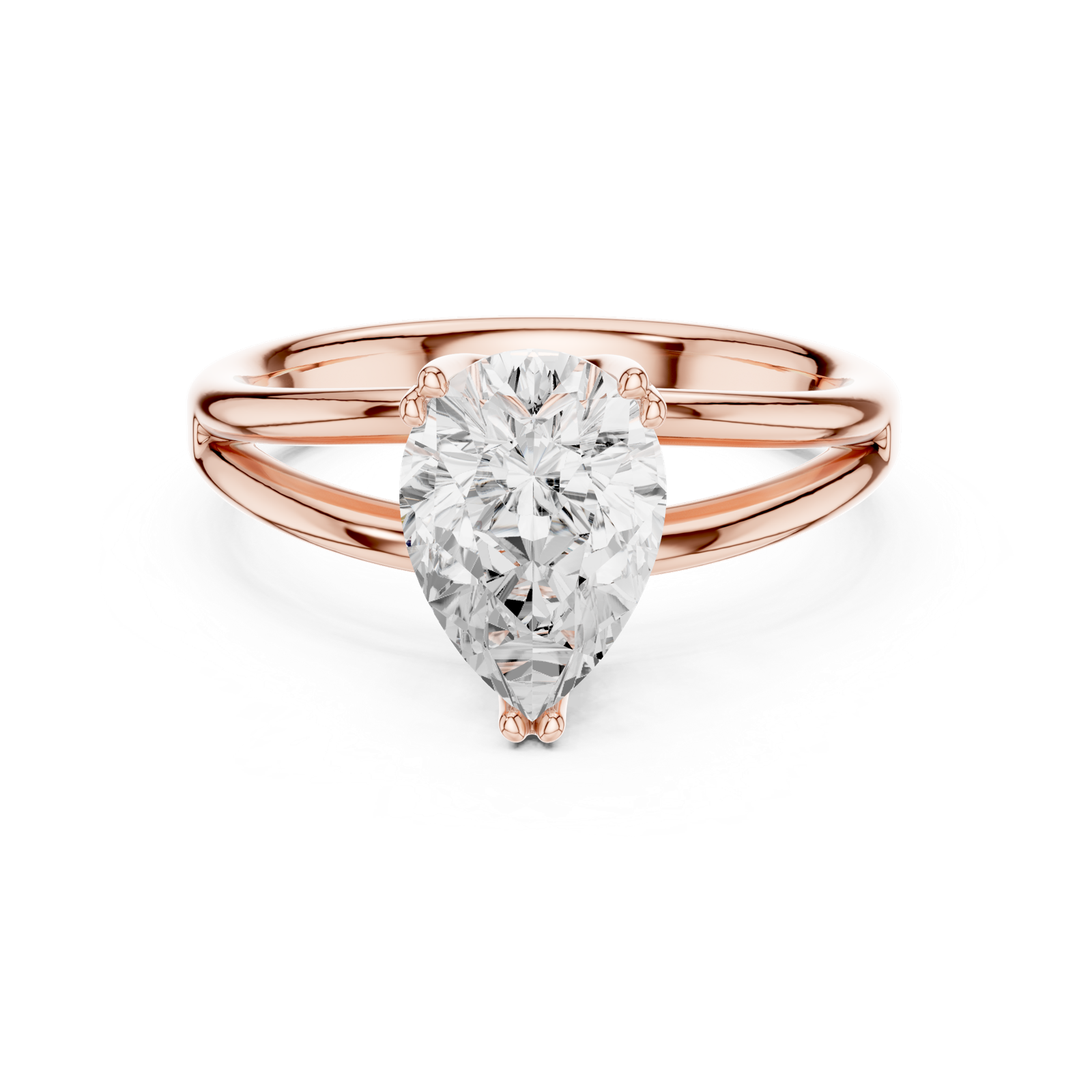 Gold Jewelry L36-7, Pear center stone, Rose Gold, view 4