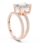 Gold Jewelry, Emerald center stone, Rose Gold, view 1