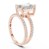 Gold Jewelry, Emerald center stone, Rose Gold, view 1