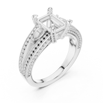 Gold Ring, Radiant center stone, White Gold, view 2