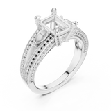Gold Ring, Radiant center stone, White Gold, view 2