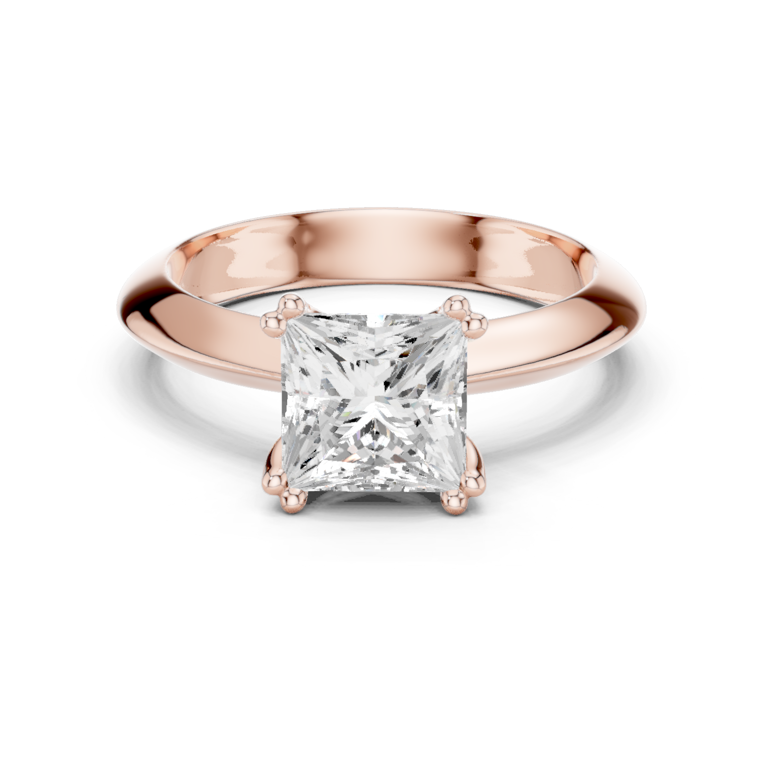 Gold Jewelry L36-8, Princess center stone, Rose Gold