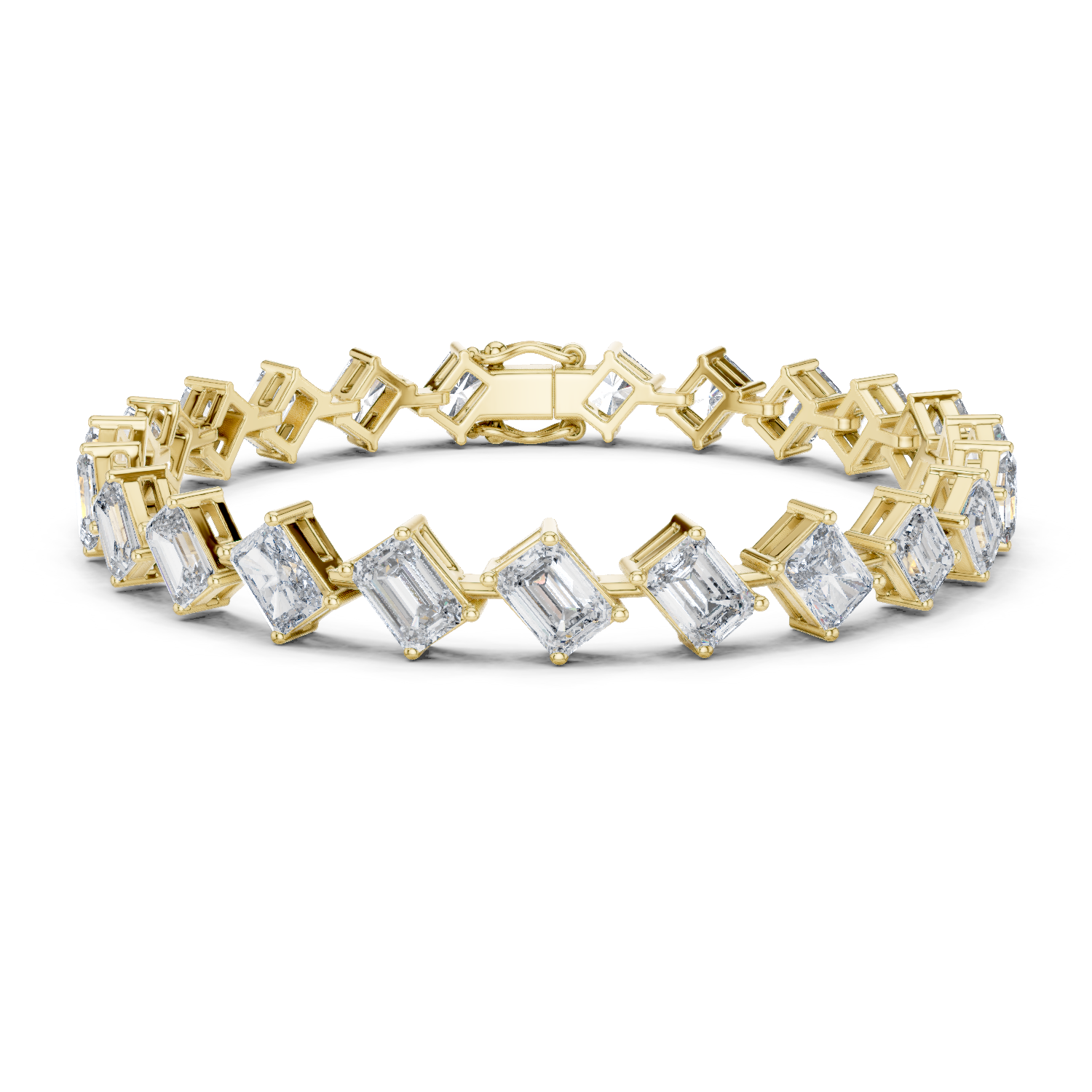 14K Solid Gold Lab Diamond Bracelet, Yellow Gold