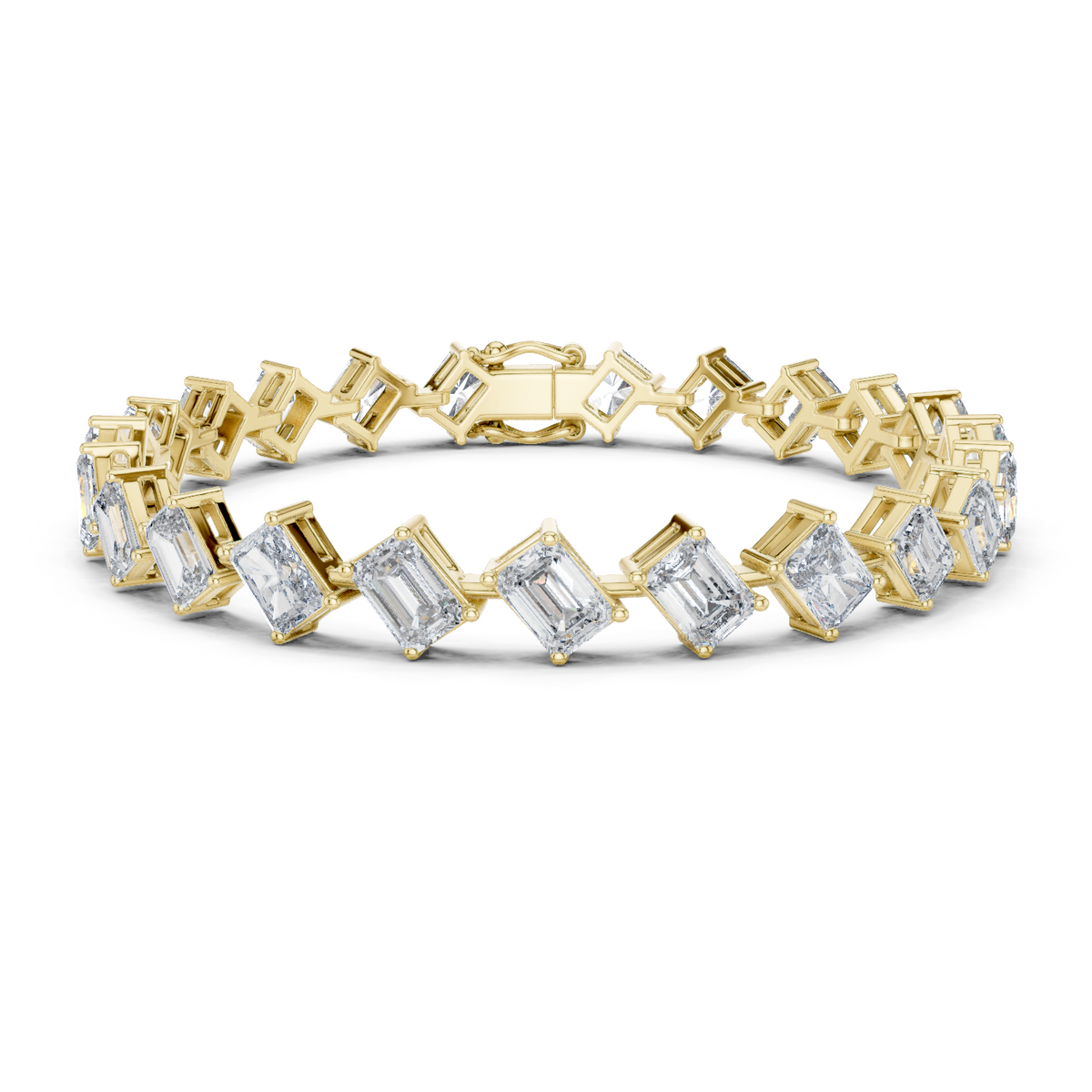14K Solid Gold Lab Diamond Bracelet, Yellow Gold