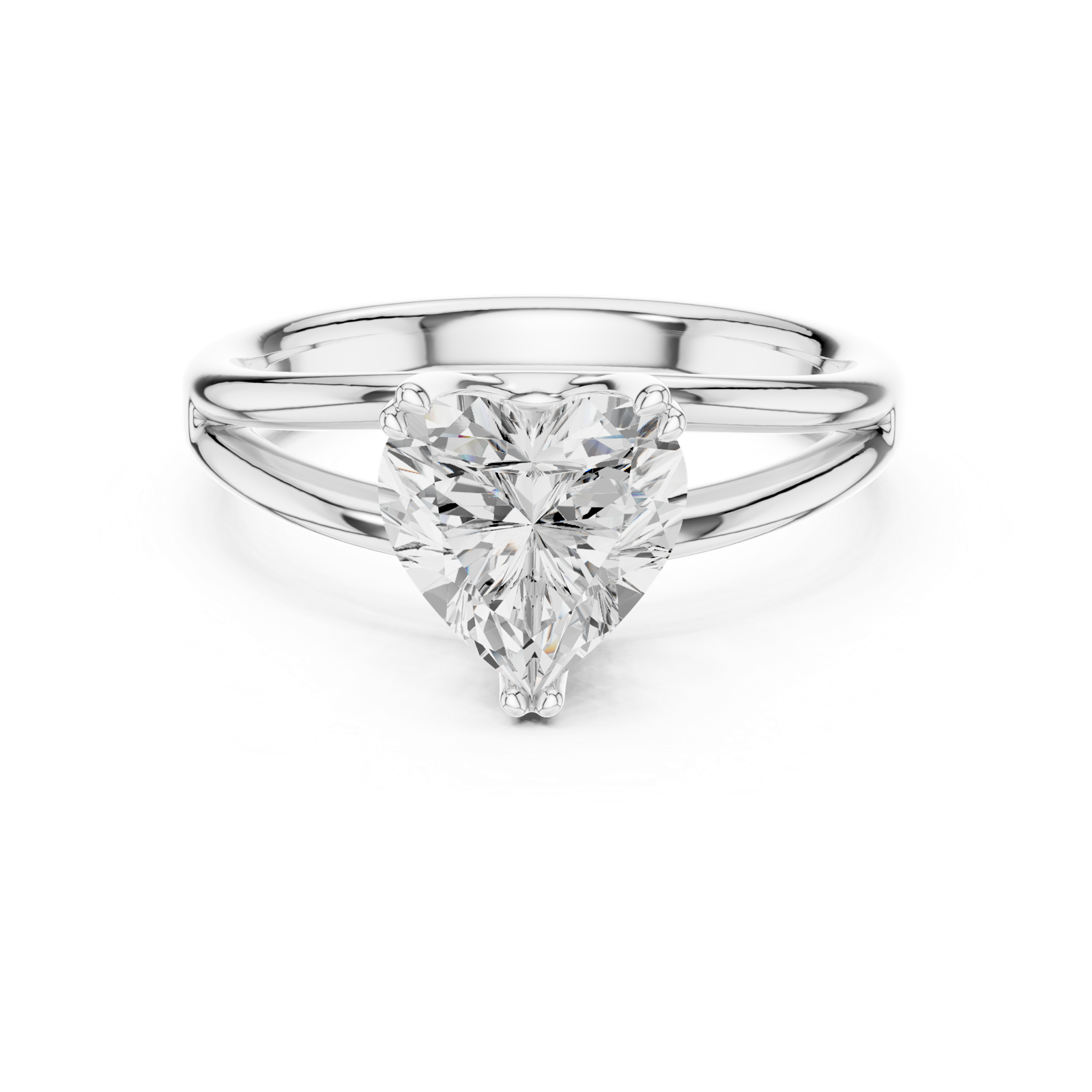 Gold Jewelry L36-7, Heart center stone, White Gold, view 4