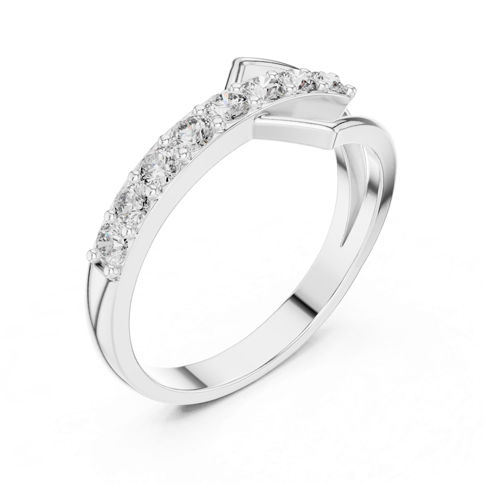 Gold Ring HLR-107, White Gold, view 2