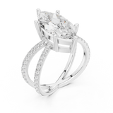 Gold Jewelry L36-25, Marquise center stone, White Gold, view 2