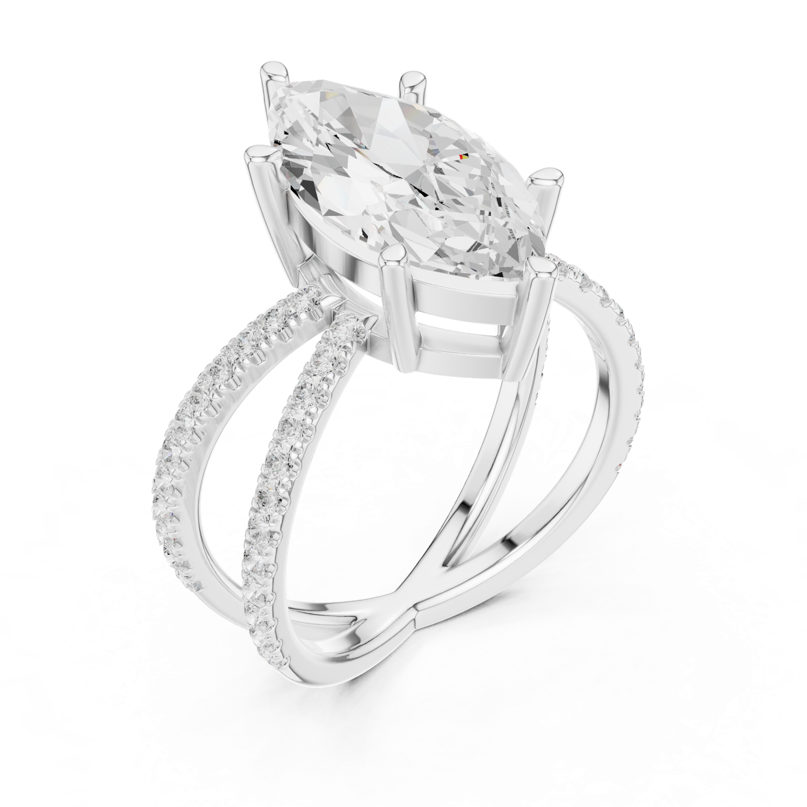 Gold Jewelry L36-25, Marquise center stone, White Gold, view 2
