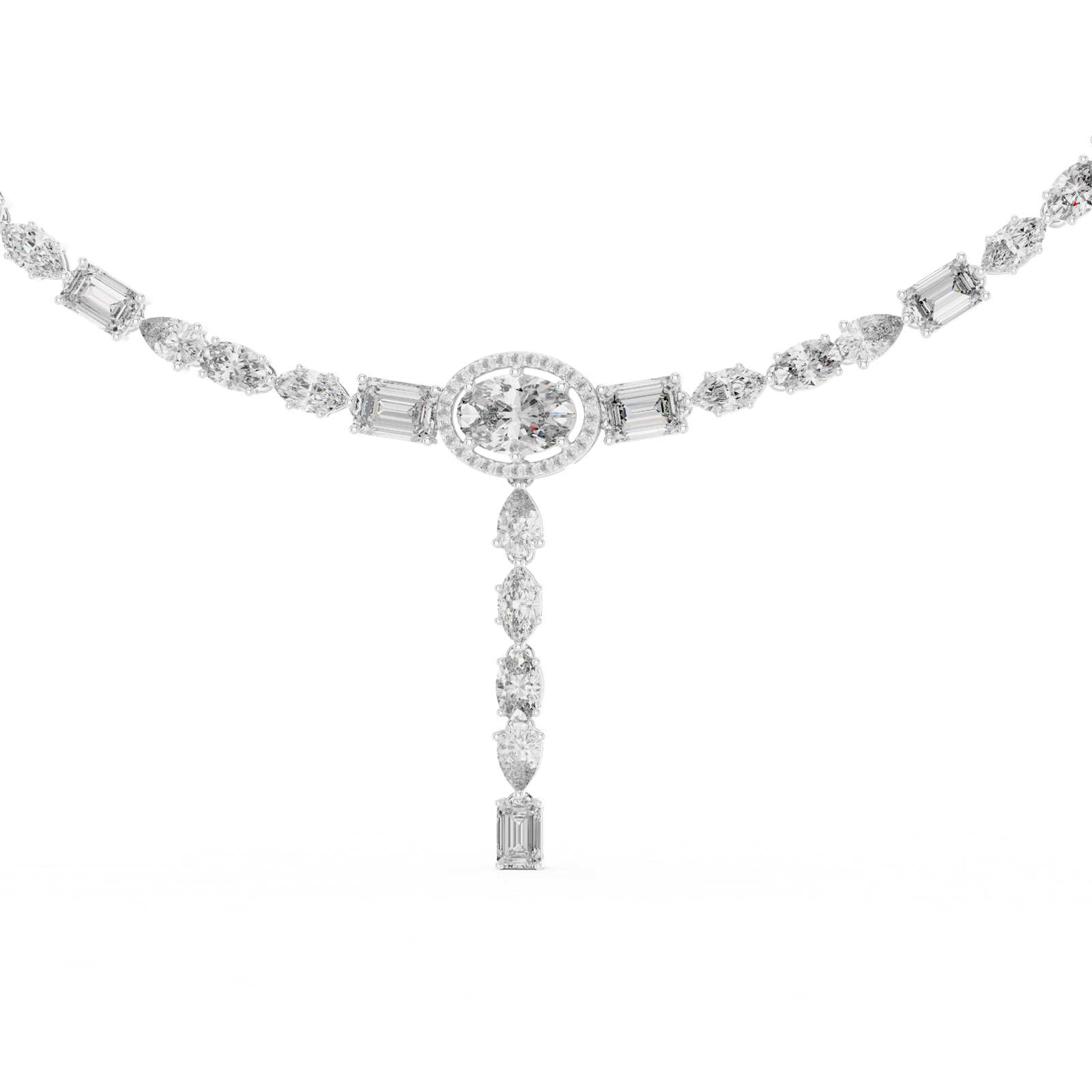 14K Solid Gold Lab Diamond Tennis Necklace, White Gold, view 4