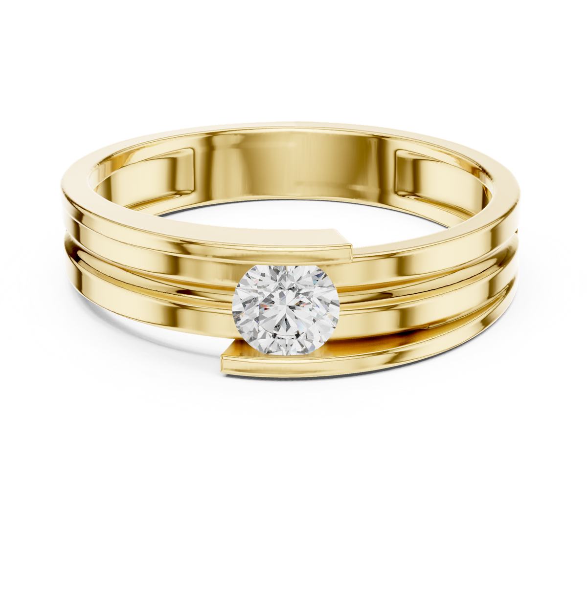 14K Solid Gold Lab Diamond Twist Ring, Yellow Gold
