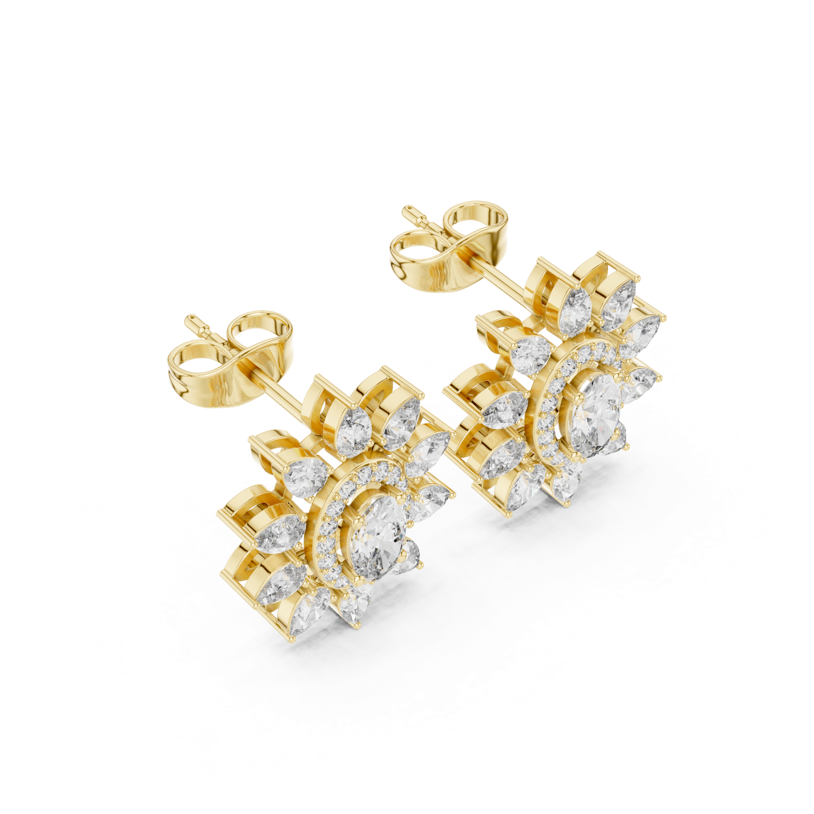 Gold Earrings AGDER-270, Yellow Gold, view 2