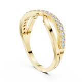 14K Solid Gold Lab Diamond Crossover Ring, Yellow Gold, view 1