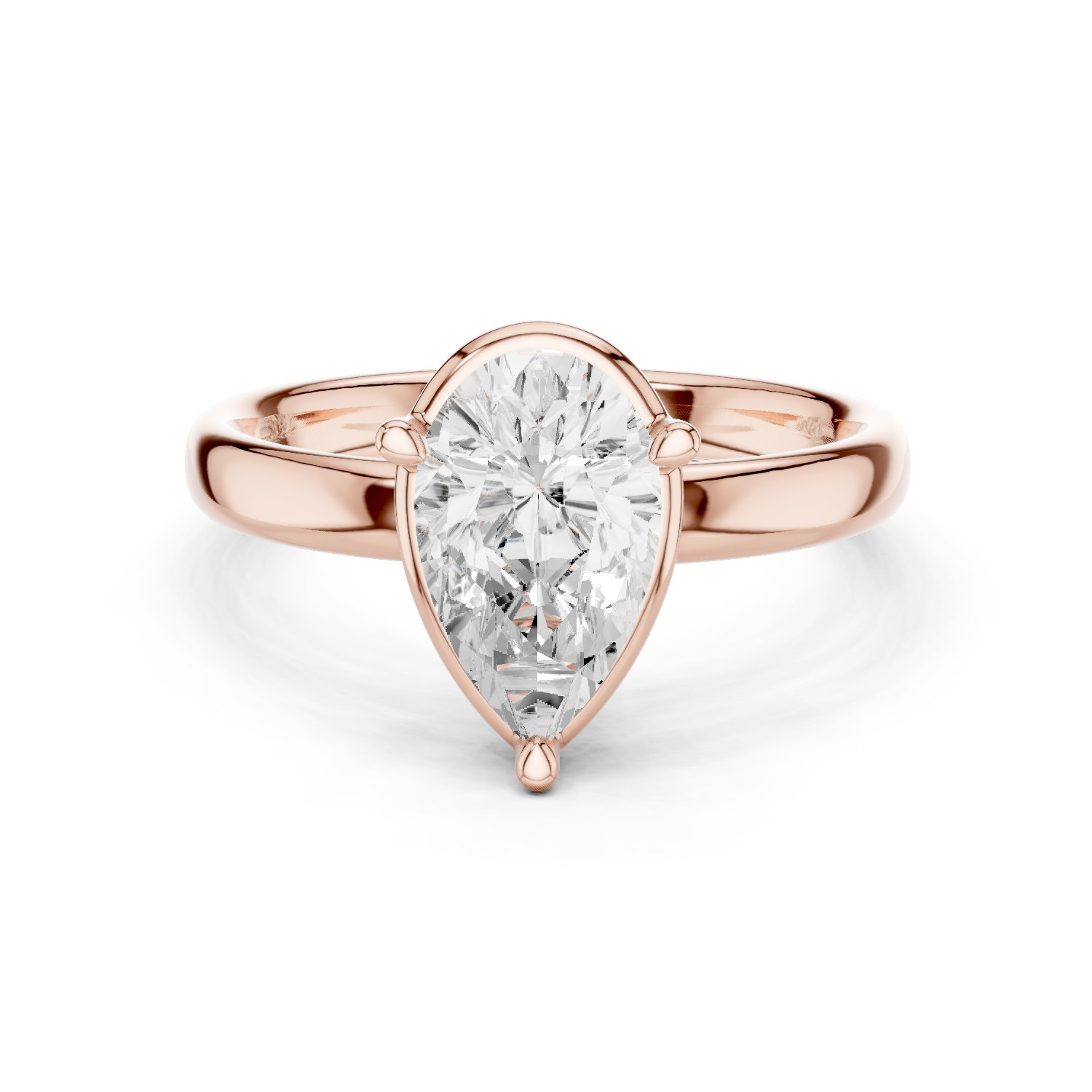 Gold Jewelry L36-10, Pear center stone, Rose Gold