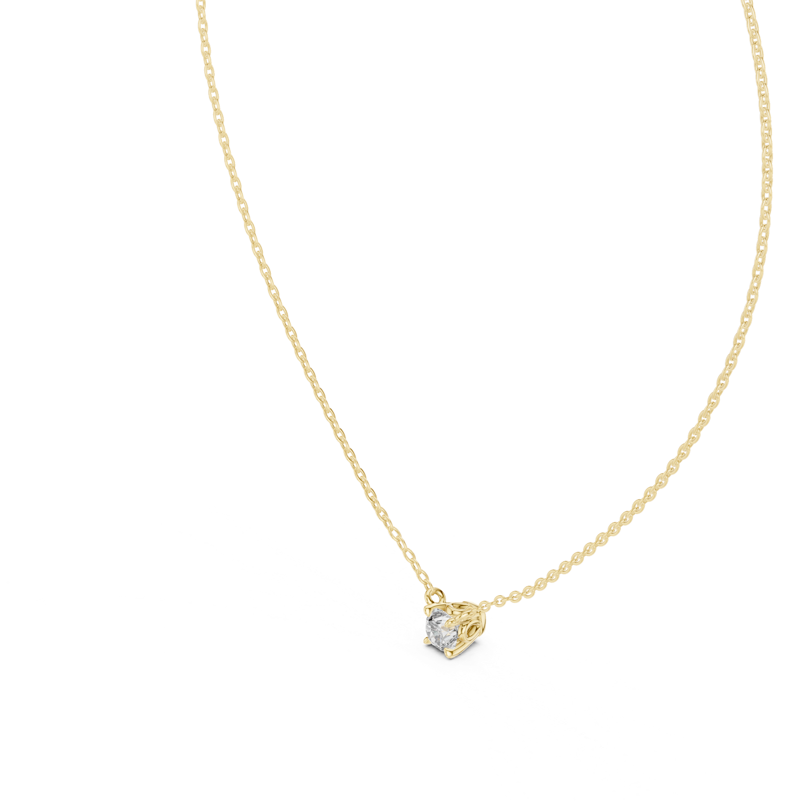 14K Solid Gold Lab Diamond Solitaire Pendant Necklace, Yellow Gold, view 2