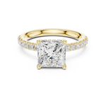 Gold Ring DDLR-161, Princess center stone, Yellow Gold, view 4