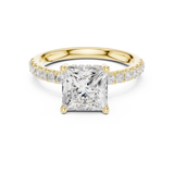 Gold Ring DDLR-161, Princess center stone, Yellow Gold, view 4