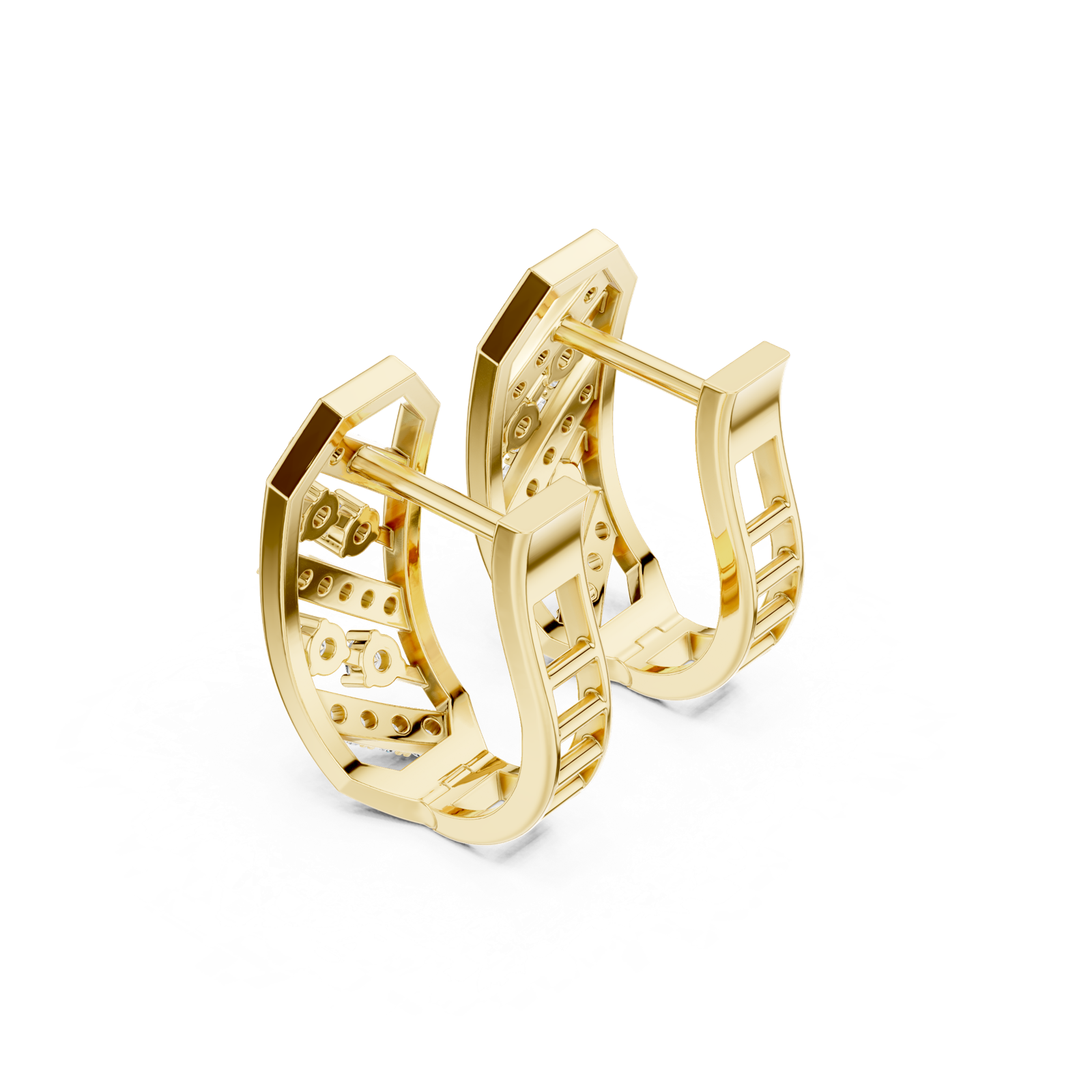 14K Solid Gold Lab Diamond Cluster Earrings, Yellow Gold, view 2