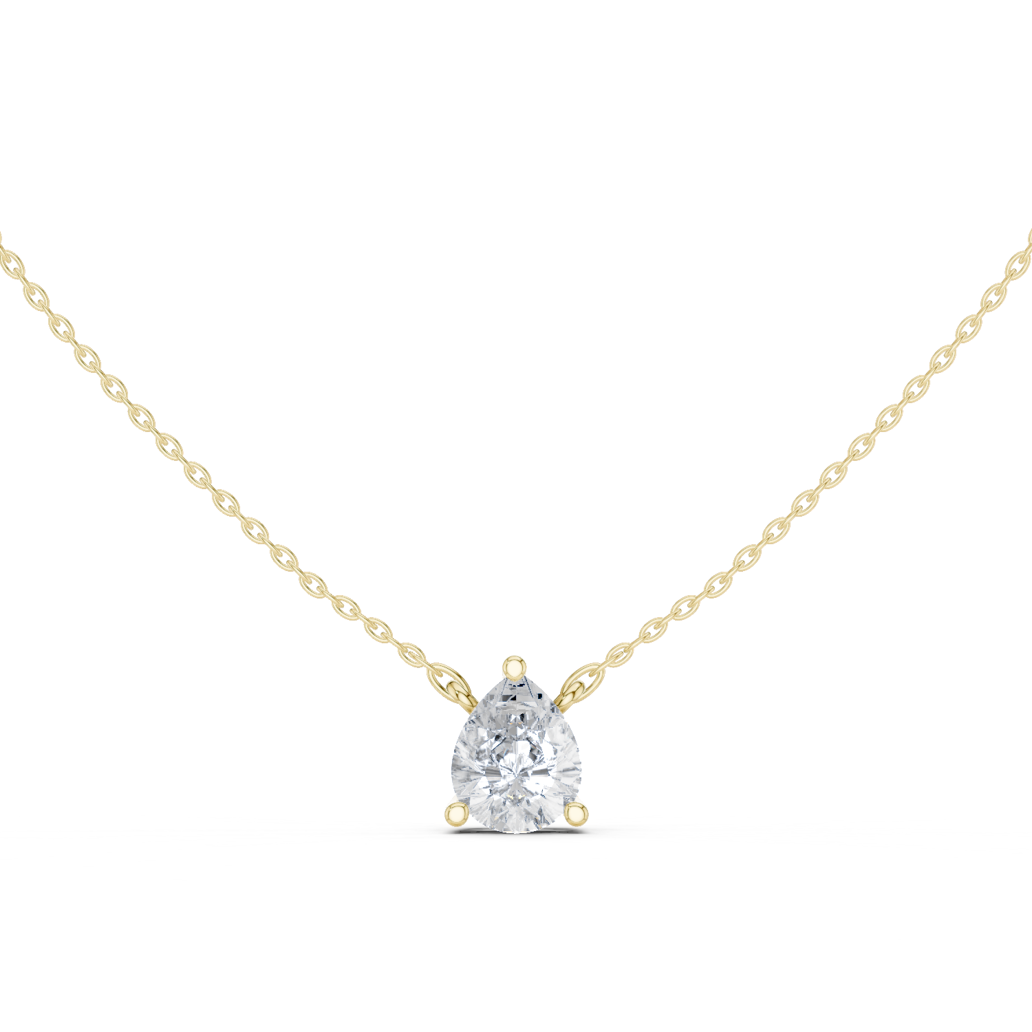 Gold Jewelry DDPO-001, Pear center stone, Yellow Gold