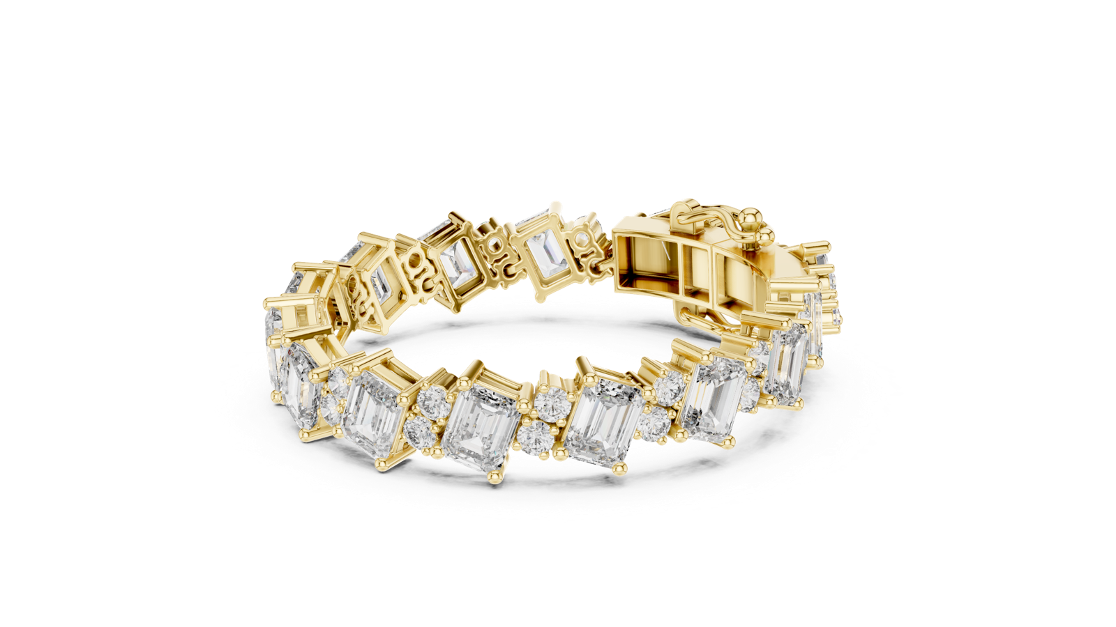 14K Solid Gold Lab Diamond Bracelet, Yellow Gold, view 1