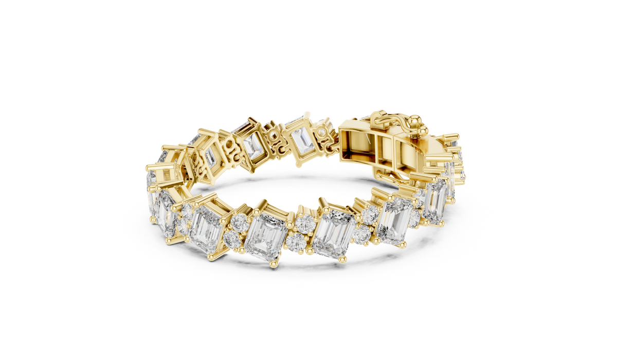 14K Solid Gold Lab Diamond Bracelet, Yellow Gold, view 1